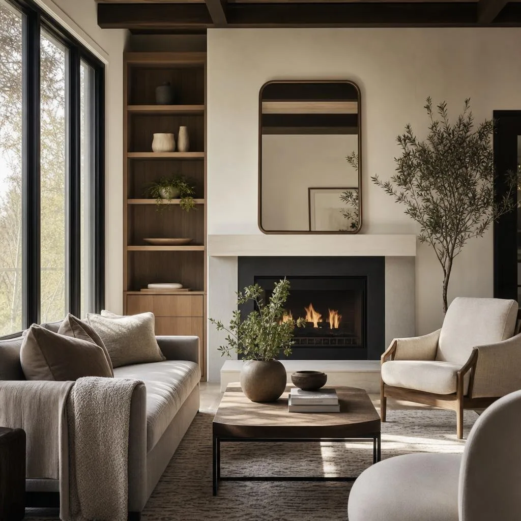 Twilight exterior of a residence with warm interior glow
